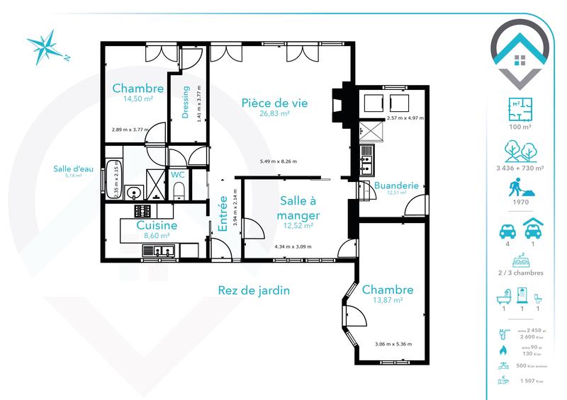 Maison - 100 m² - 5 pièces