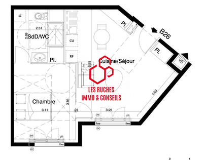 Appartement - 43 m² - 2 pièces