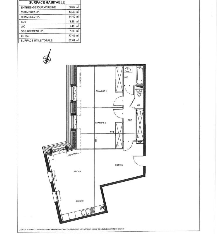 Appartement - 77 m² - 3 pièces