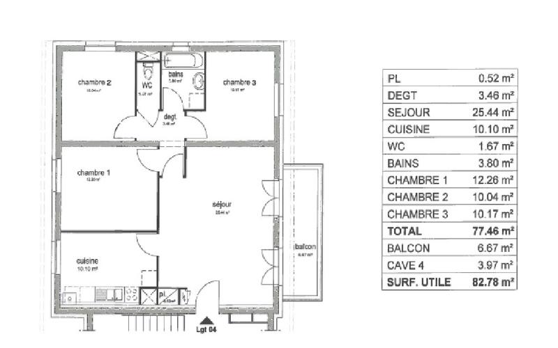 Appartement - 77 m² - 4 pièces