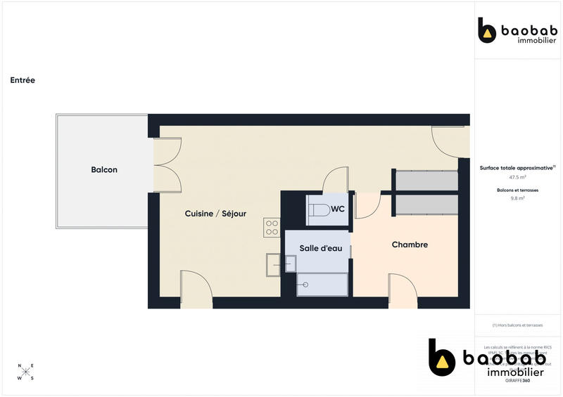 Appartement - 48 m² - 2 pièces