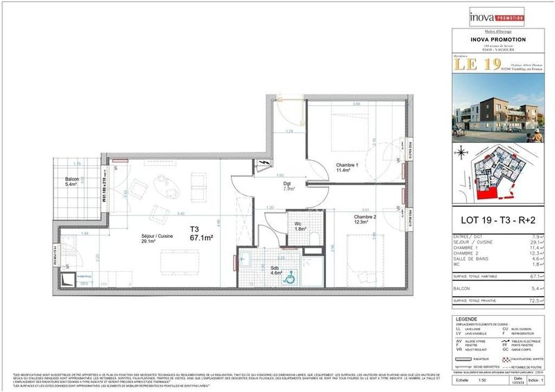 Appartement - 67 m² - 3 pièces