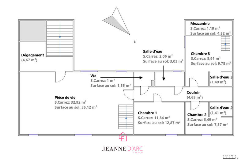 Appartement - 92 m² - 6 pièces