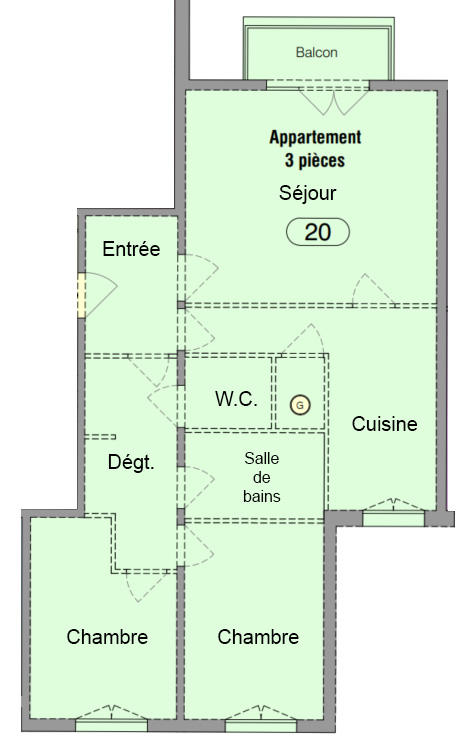 Appartement - 74 m² - 3 pièces