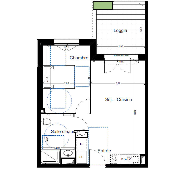 Appartement - 41 m² - 2 pièces