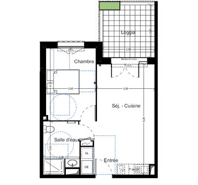 Appartement - 41 m² - 2 pièces