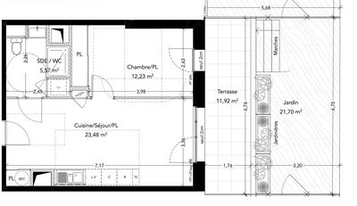 Appartement - 41 m² - 2 pièces