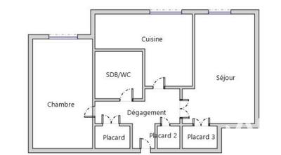 Appartement - 49 m² - 2 pièces