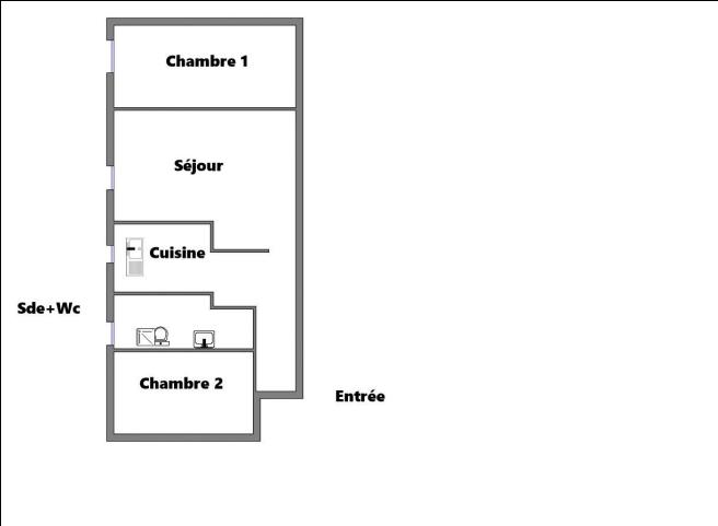 Appartement - 45 m² - 3 pièces