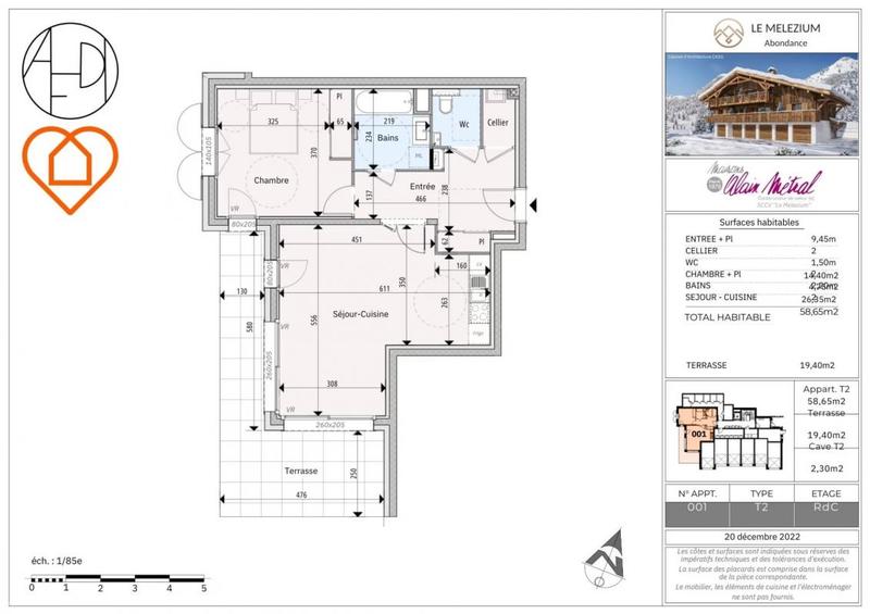 Appartement - 58 m² - 2 pièces