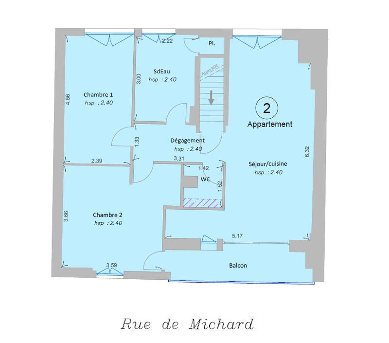 Appartement - 64 m² - 3 pièces