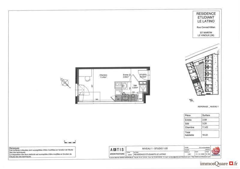 Appartement - 18 m² - 1 pièce