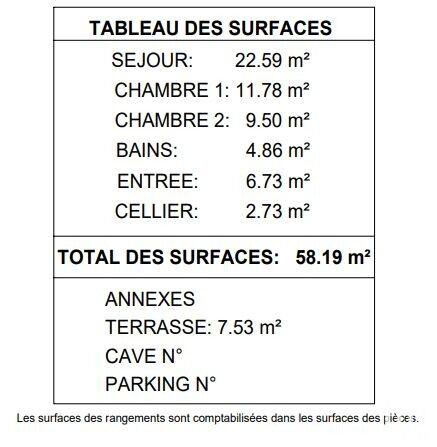 Appartement - 58 m² - 3 pièces