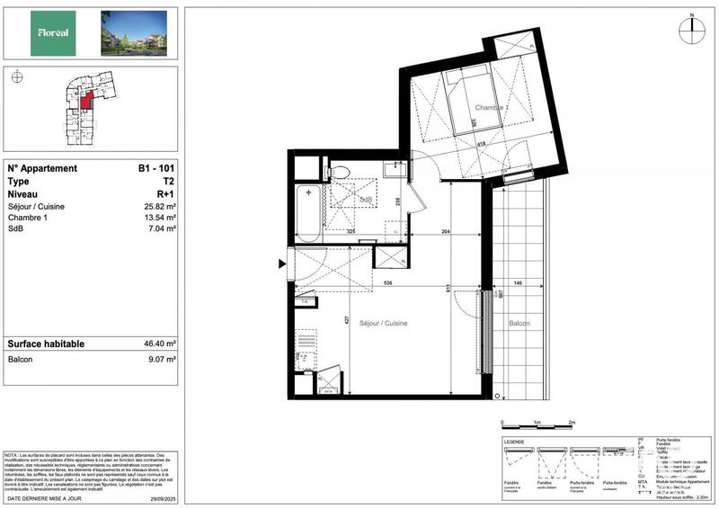 Appartement - 46 m² - 2 pièces