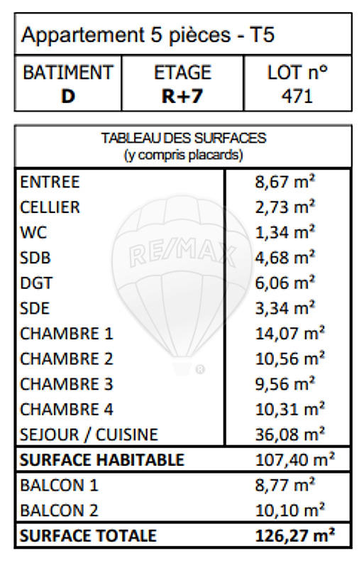 Appartement - 108 m² - 6 pièces