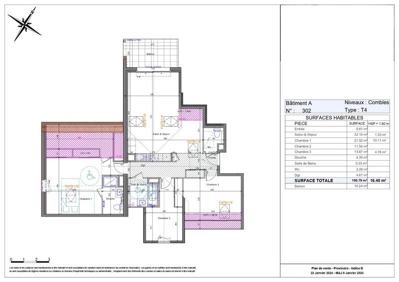 Appartement - 101 m² - 4 pièces