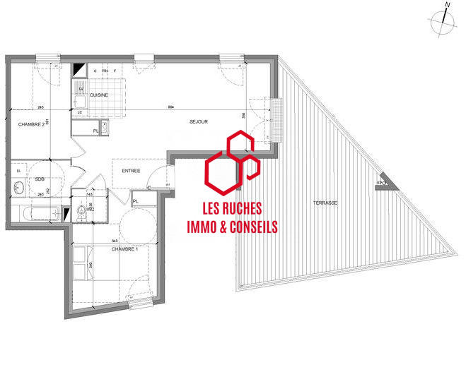 Appartement - 65 m² - 3 pièces