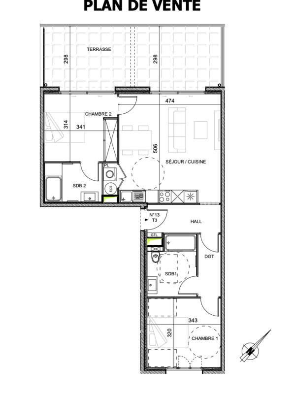 Appartement - 65 m² - 3 pièces