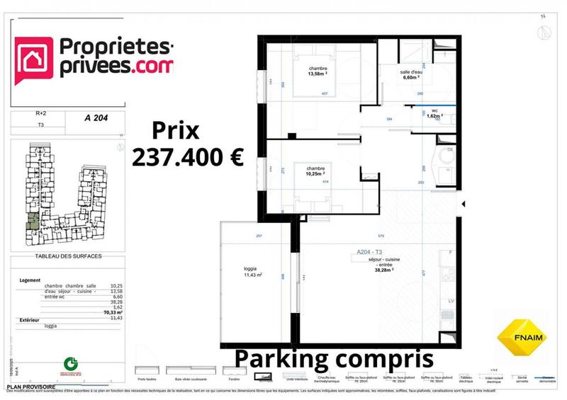 Appartement - 62 m² - 3 pièces