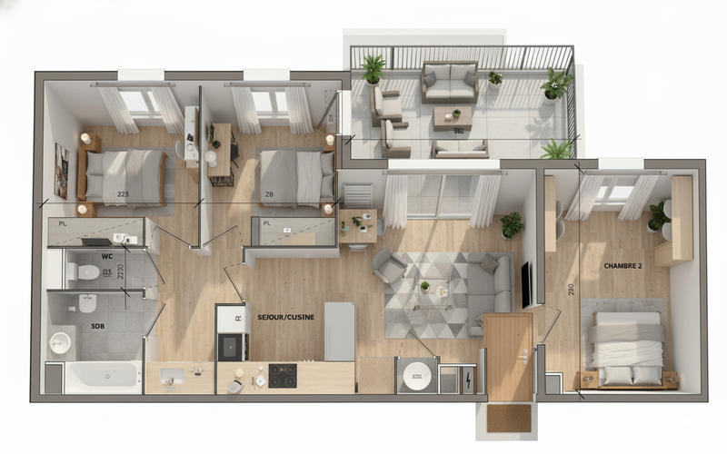 Appartement - 76 m² - 4 pièces