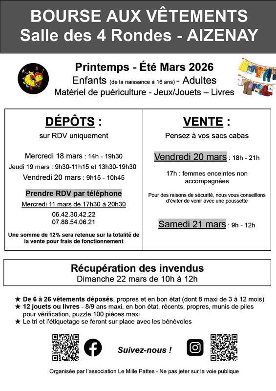 Bourse aux vêtements, puériculture et jouets printemps - été