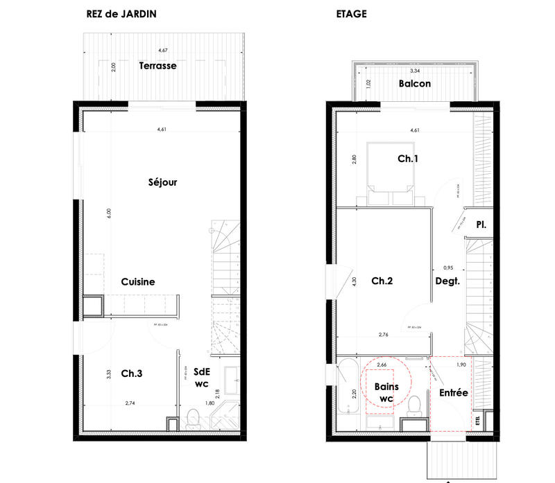 Maison - 80 m² - 4 pièces