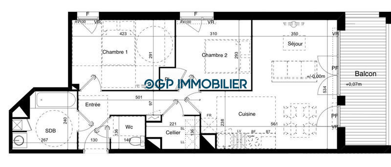 Appartement - 61 m² - 3 pièces