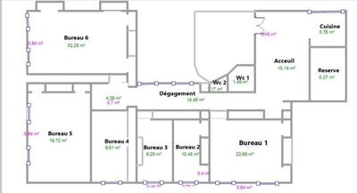 Bureau - 150 m² - 6 pièces