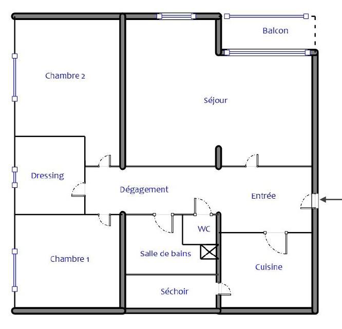 Appartement ancien - 66 m² - 3 pièces