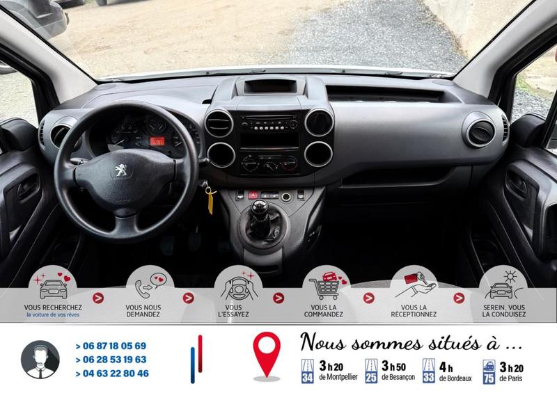 Peugeot Partner 1.6 Bluehdi 100Cv 141000km 1°main*Habillage Bois*Séparation de cabine*Double portes arrière*Ct Révision Kit Distribution Entretien Ok*Véhicule Sous Garantie*100 Points Contrôles*Carte Grise Moitié prix (Véhicule plus 10 ans)*Climatisation*