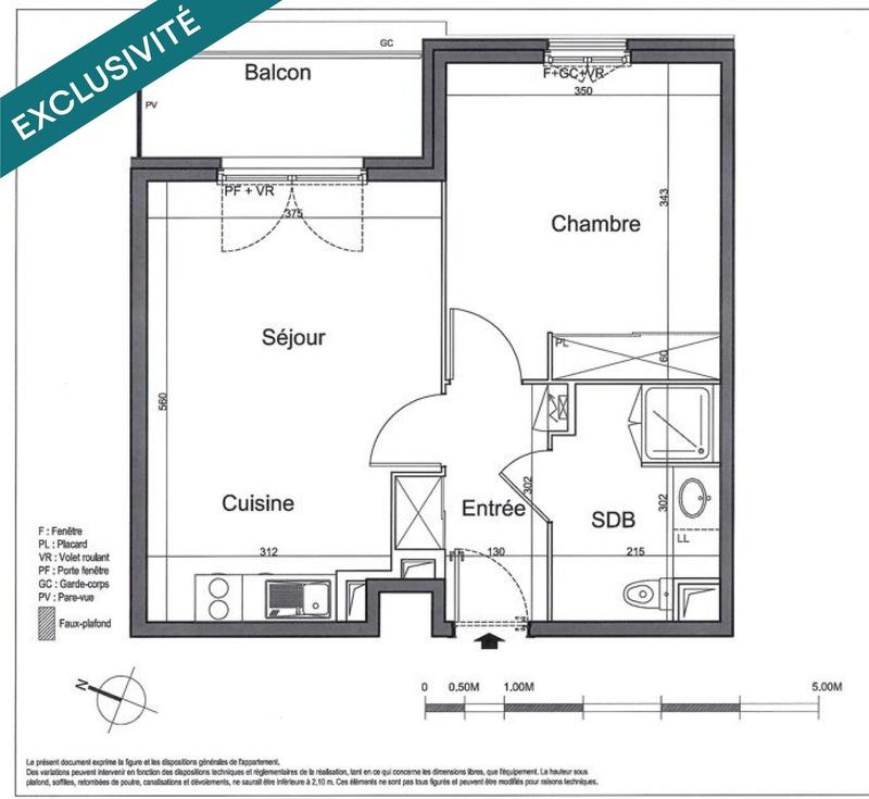 Appartement - 44 m² - 2 pièces
