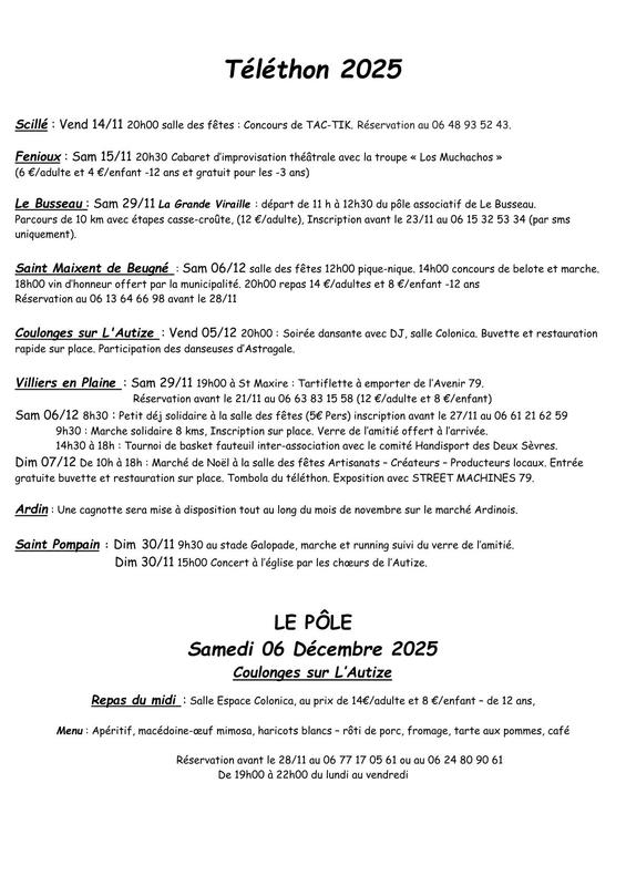 Téléthon : Soirée dîner dansant avec Dj