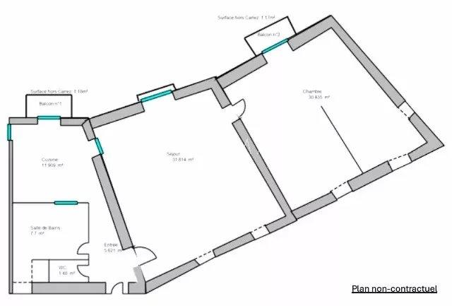 Appartement - 86 m² - 2 pièces