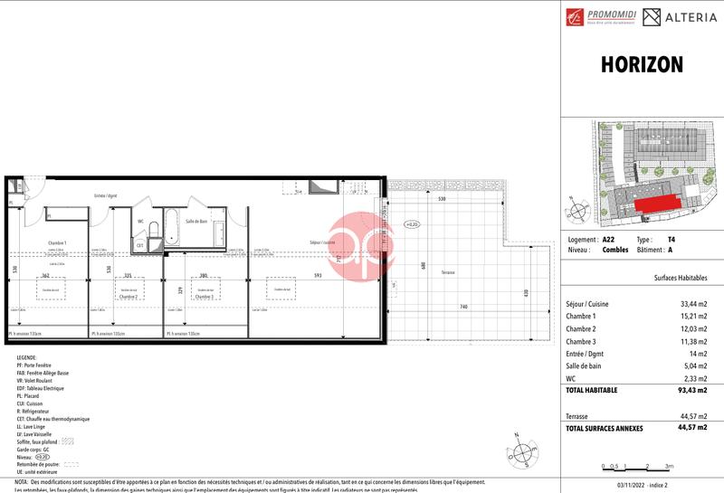 Appartement - 61 m² - 3 pièces