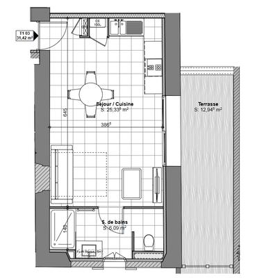 Appartement - 31 m² - 1 pièce