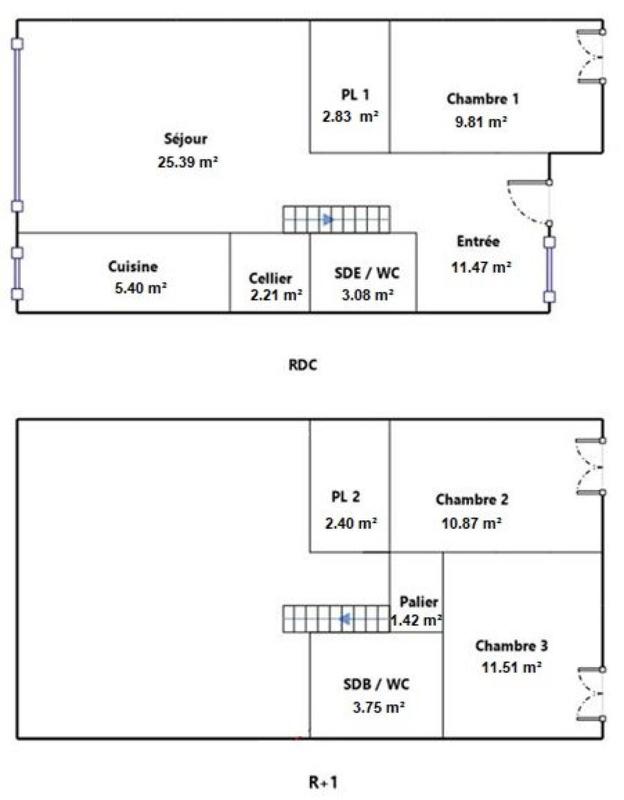 Villa - 90 m² - 4 pièces