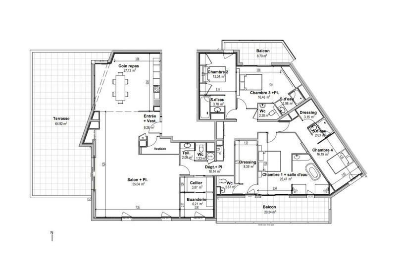 Appartement - 220 m² - 5 pièces