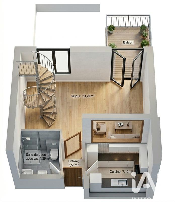 Duplex - 46 m² - 3 pièces