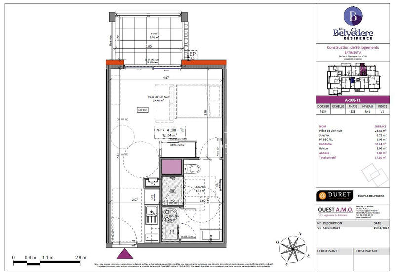 Appartement - 32 m² - 1 pièce