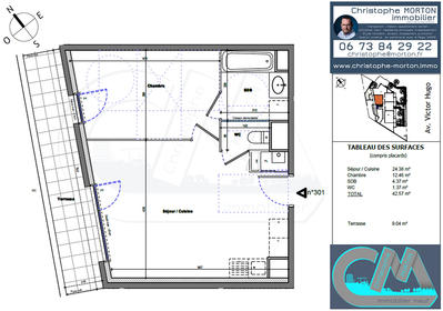 Appartement - 43 m² - 2 pièces