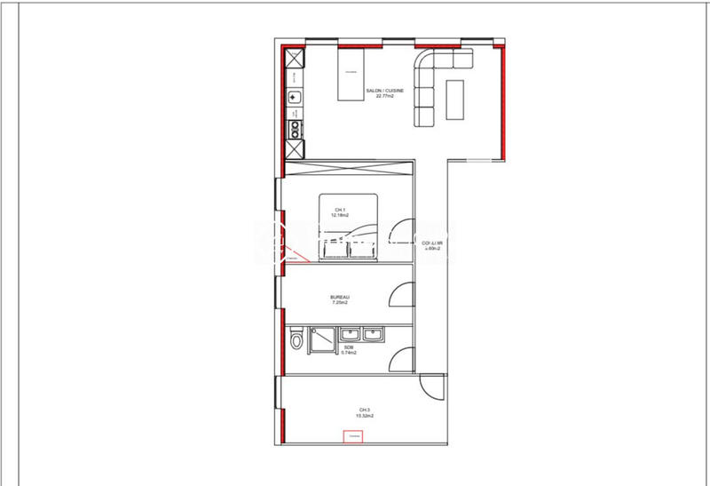 Appartement - 63 m² - 3 pièces