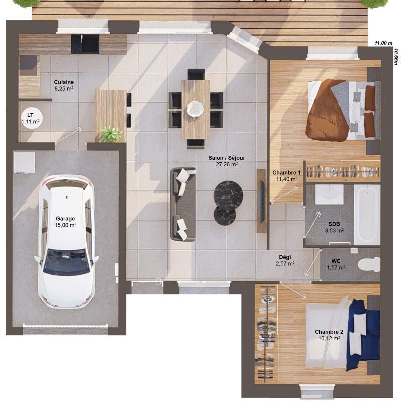 Maison - 66 m² - 4 pièces