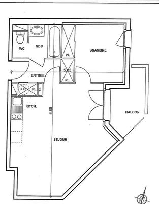Appartement - 36 m² - 2 pièces