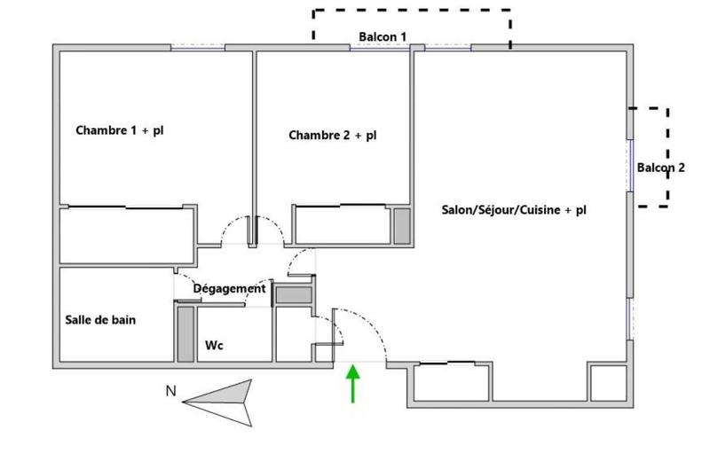 Appartement - 56 m² - 3 pièces