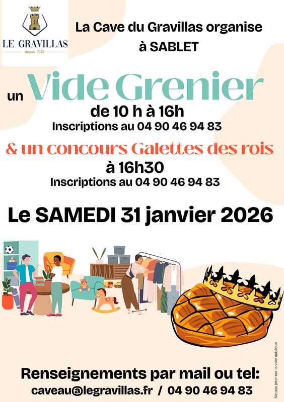 Vide grenier &amp; concours de galette des rois – samedi 31 janvier 2026 à sablet