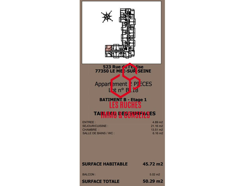 Appartement - 46 m² - 2 pièces