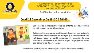 Conférence &quot;Sédentarité et malbouffe : un enjeu majeur de santé publique&quot;