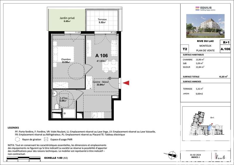 Appartement - 42 m² - 2 pièces
