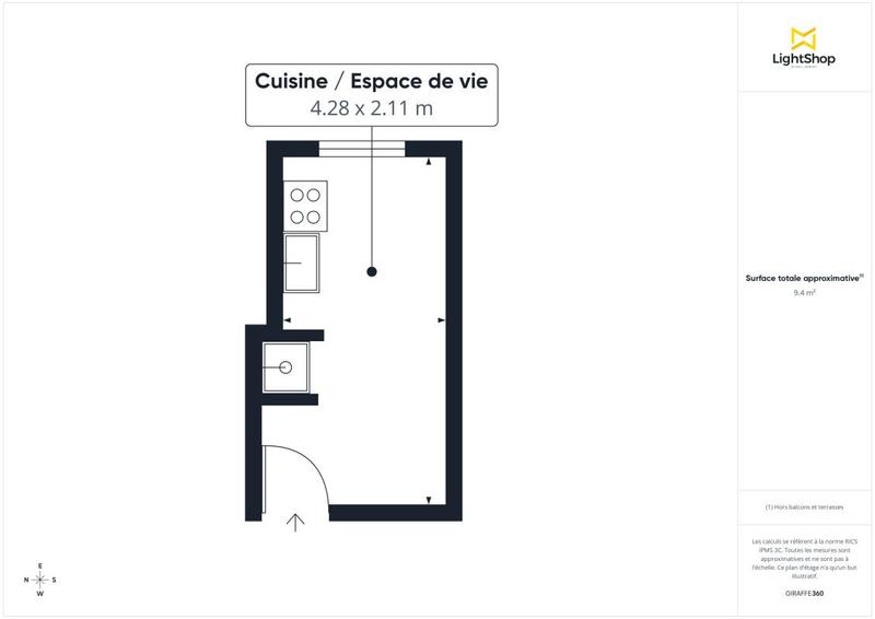 Appartement - 9 m² - 1 pièce