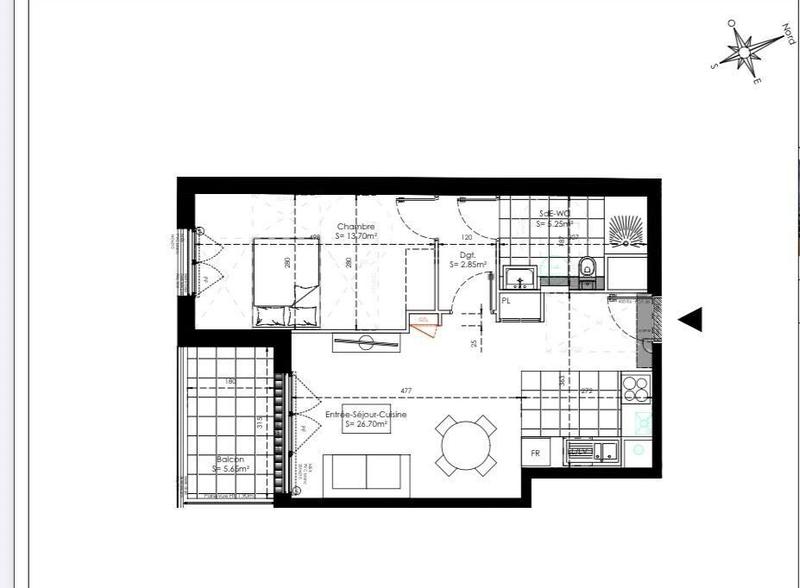 Appartement - 48 m² - 2 pièces